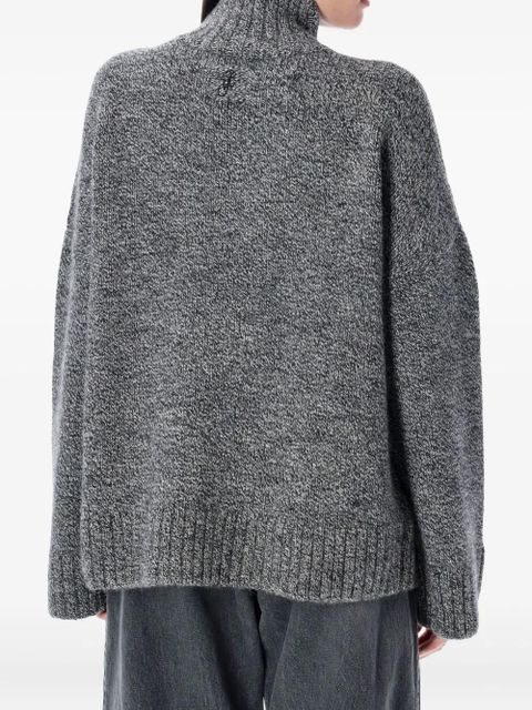 JW Anderson high-neck leather-patch sweater - Grey - zdjęcie produktu nr 2