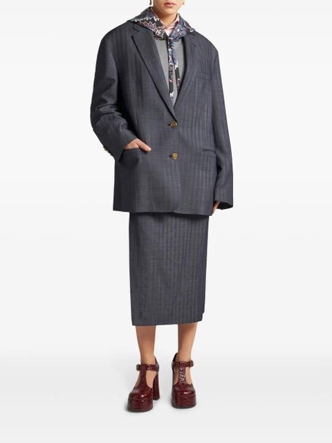 ETRO logo-engraved buttons oversized jacket - Grey