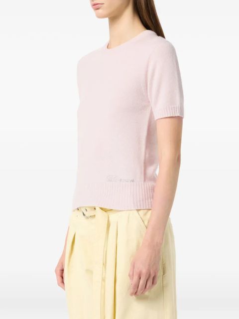 Blumarine logo-embroidered round-neck T-shirt - Pink