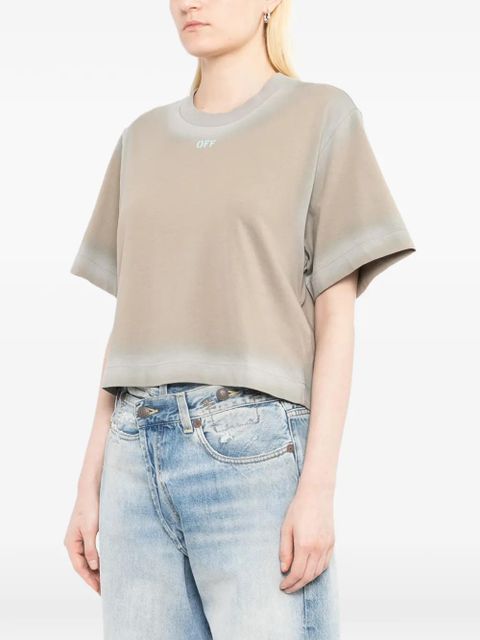 Off-White spray-effect logo stamped T-shirt - Neutrals