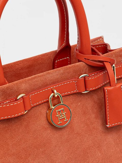 Tommy Hilfiger torebka zamszowa kolor pomarańczowy AW0AW17469