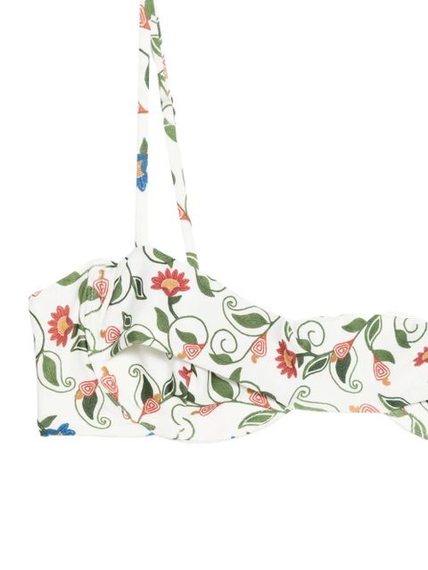 FARM Rio embroidered underwire bikini top - White