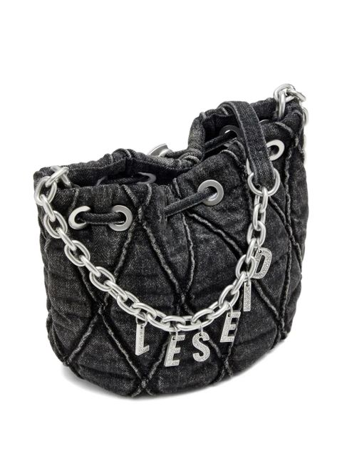 Diesel small CHARM-D quilted chain bucket bag - Black - zdjęcie produktu nr 2