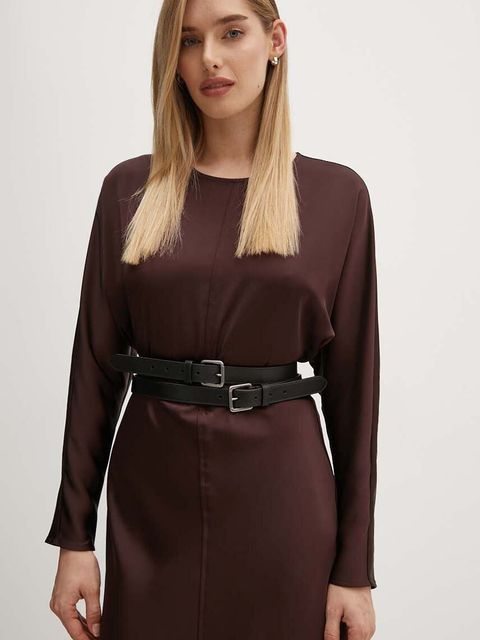 Lauren Ralph Lauren pasek skórzany damski kolor czarny 412936524