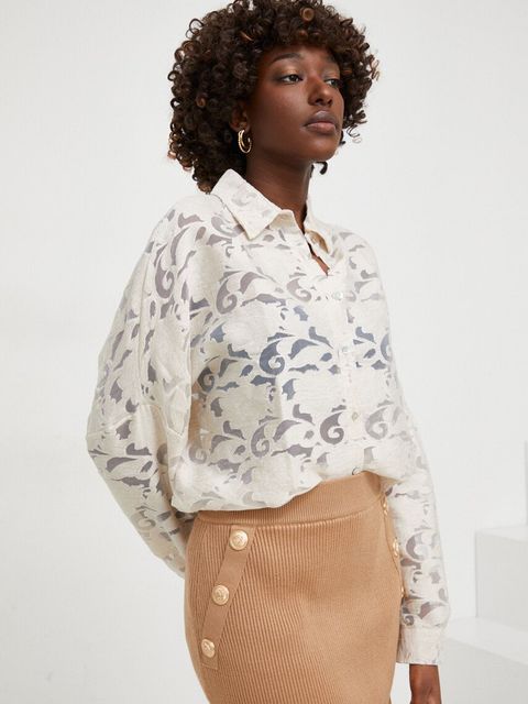 Answear.LAB koszula damska kolor beżowy relaxed z kołnierzykiem klasycznym