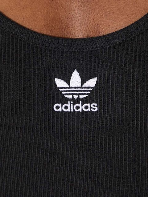 adidas Originals kombinezon Essentials RIB Onesie kolor czarny z dekoltem okrągłym JC6212