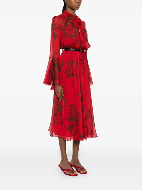 Max Mara floral-print belted midi dress - ROSSO - zdjęcie produktu nr 2