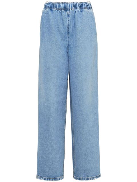 Prada triangle-logo mid-rise loose-fit jeans - Blue