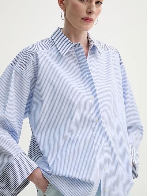 MUNTHE koszula bawełniana FILBERTO damska kolor niebieski relaxed z kołnierzykiem klasycznym 251102325126 - zdjęcie produktu nr 1