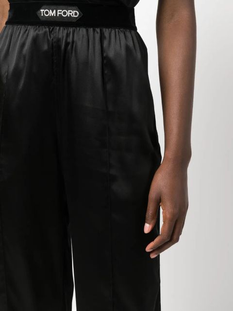 TOM FORD high-waisted straight-leg silk trousers - Black