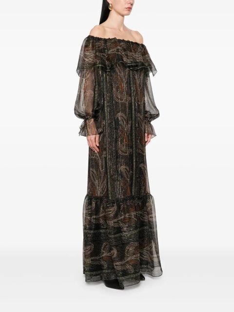 Saint Laurent paisley muslin maxi dress - Black - zdjęcie produktu nr 2