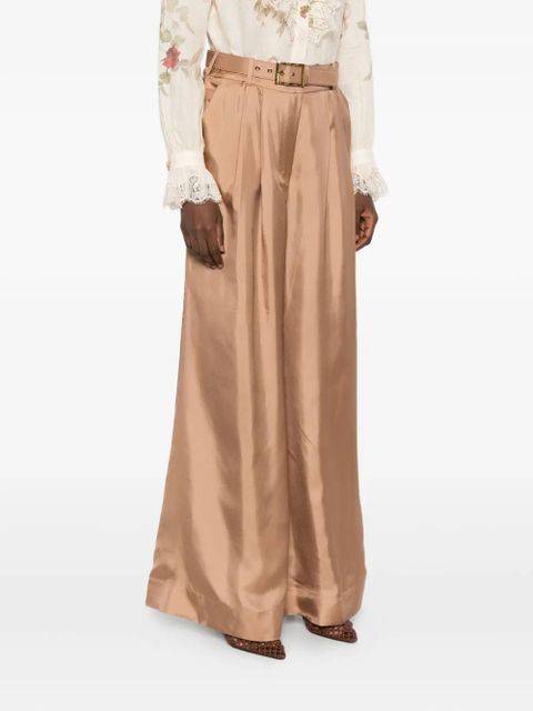 ZIMMERMANN pleated belted trousers - Brown
