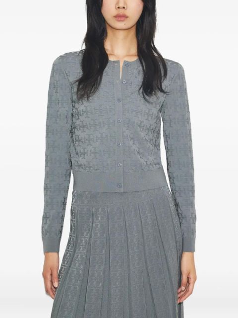 Tory Burch monogram-jacquard cardigan - Grey