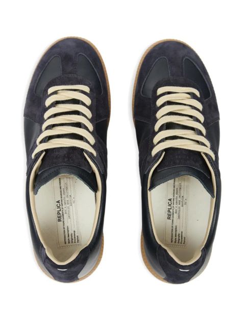 Maison Margiela suede and leather lace-up sneakers - Black
