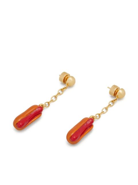 Marni hot dog-motif drop earrings - Orange