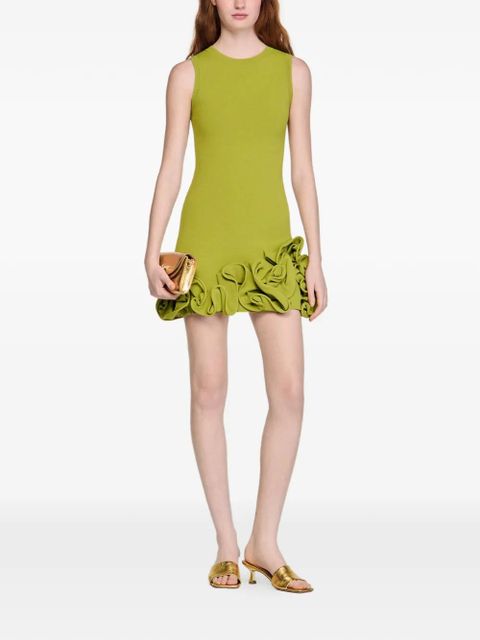 SANDRO ruffled knitted mini dress - Green - zdjęcie produktu nr 2