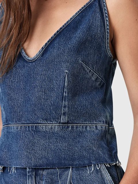 AllSaints bluzka jeansowa LILAH damska kolor niebieski gładka W006PD - zdjęcie produktu nr 2