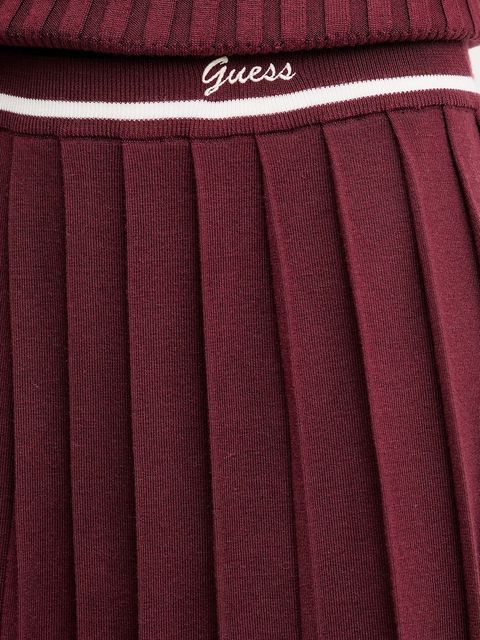 Guess spódnica z wełną SABINA kolor bordowy mini rozkloszowana V5BD02 Z1152