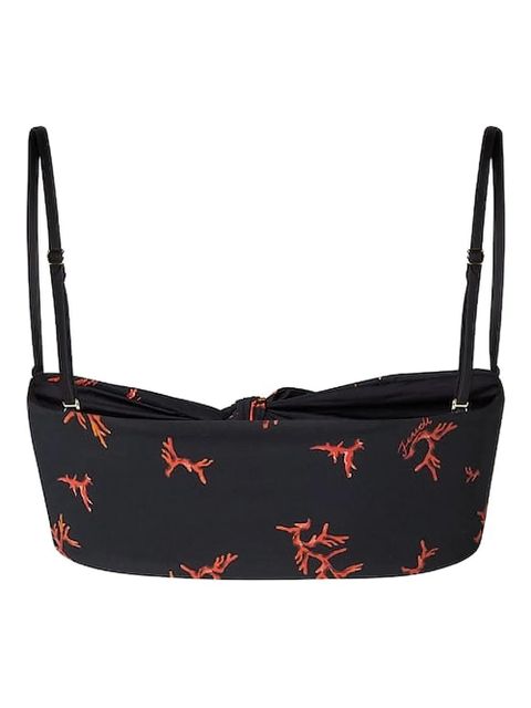FENDI coral-print tie-front bikini top - Black - zdjęcie produktu nr 2
