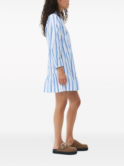 GANNI striped organic cotton shirtdress - White