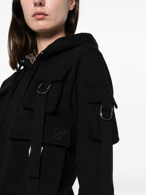 Blumarine cargo-pockets cotton hoodie - Black