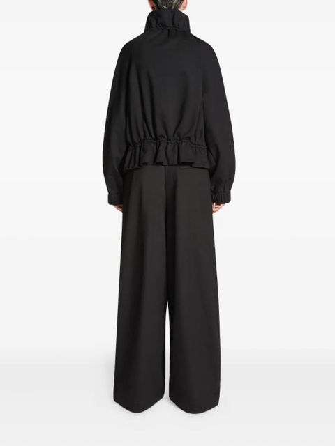 DRIES VAN NOTEN ruffled-neck zip-up jacket - Black