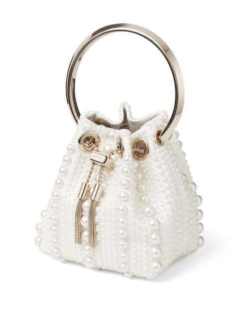Jimmy Choo Bon Bon pearl-embellished mini bag - White