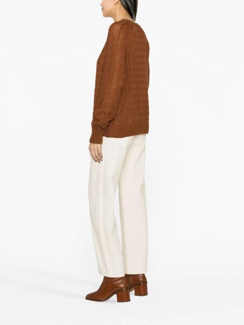 ETRO logo-embroidered cable-knit jumper - Brown