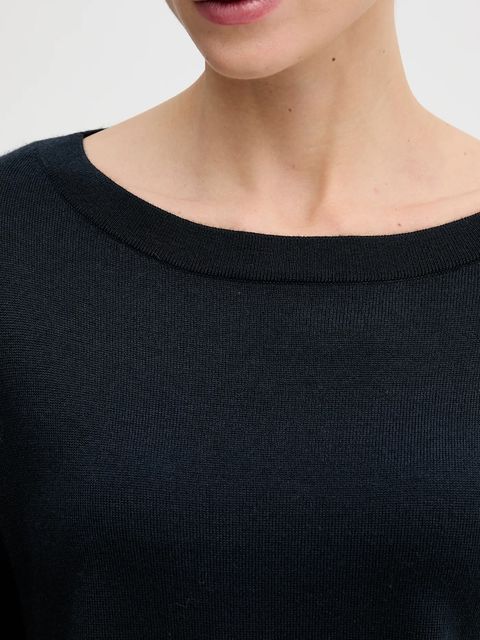 Sisley sweter wełniany damski kolor granatowy lekki 11BAM1A48