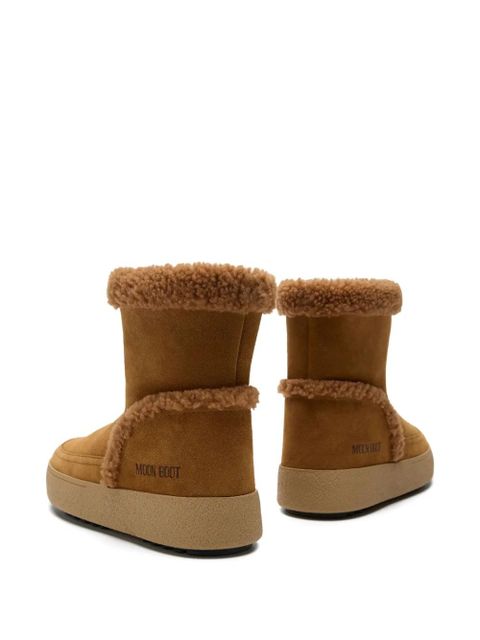 Moon Boot shearling-trimmed suede boots - Brown