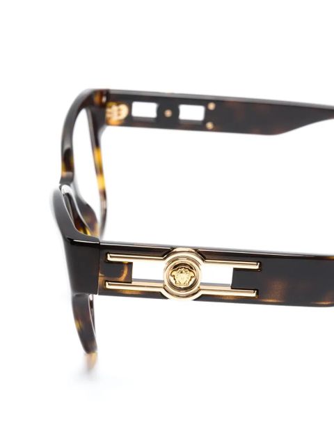 Versace Eyewear logo-plaque cat eye-frame glasses - Brown
