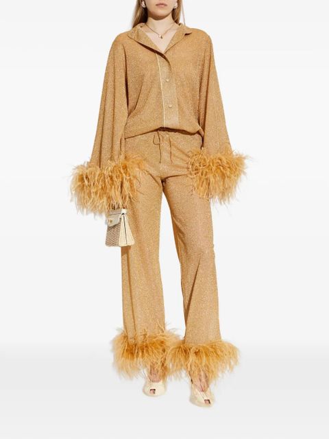 Oséree feather-trim trousers - Gold - zdjęcie produktu nr 2