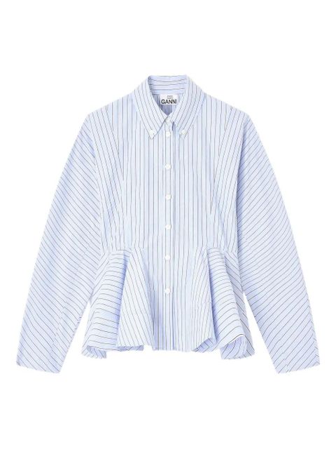GANNI stripe peplum cotton shirt - Blue - zdjęcie produktu nr 1