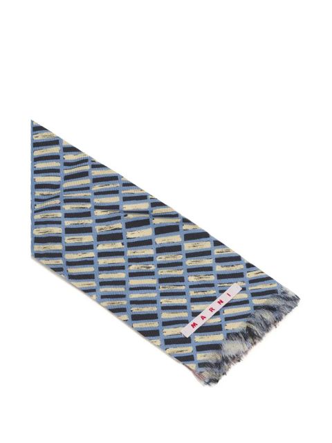 Marni double-sided frayed scarf - Blue