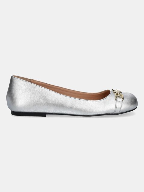 Love Moschino baleriny skórzane kolor srebrny JA11011G1MIF090B
