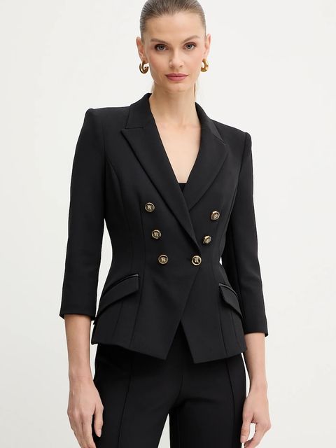 Elisabetta Franchi marynarka kolor czarny dwurzędowa gładka GI17456E2 - zdjęcie produktu nr 1