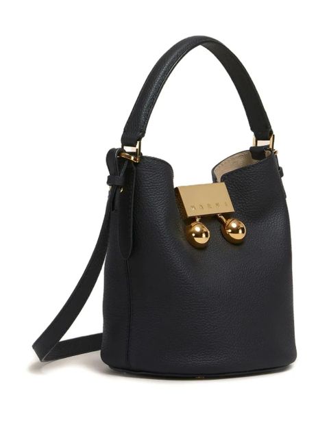 Marni Trunkaroo pebbled-leather bucket bag - Black