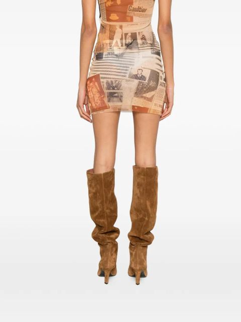 Jean Paul Gaultier newspaper-print mini skirt - Neutrals