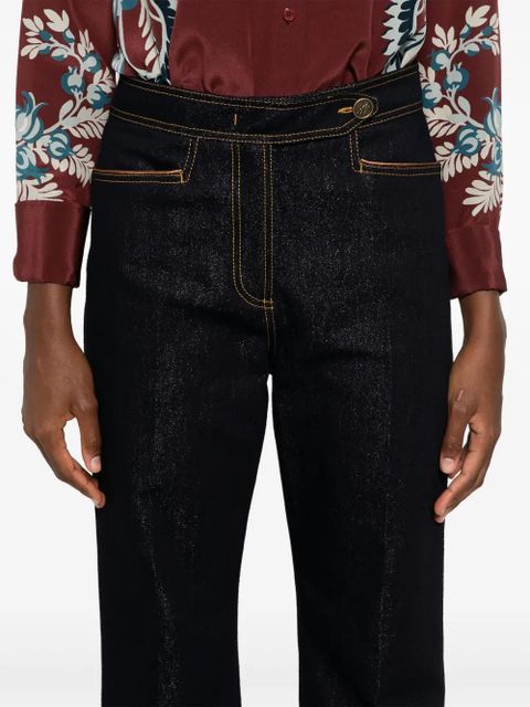 ETRO Pegaso-buttons cropped jeans - Blue
