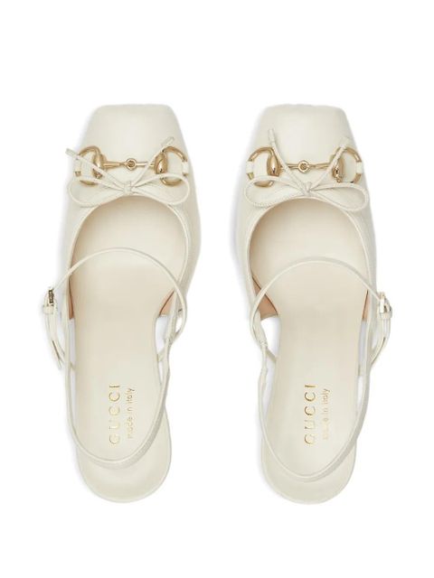 Gucci horsebit strap leather pumps - Neutrals