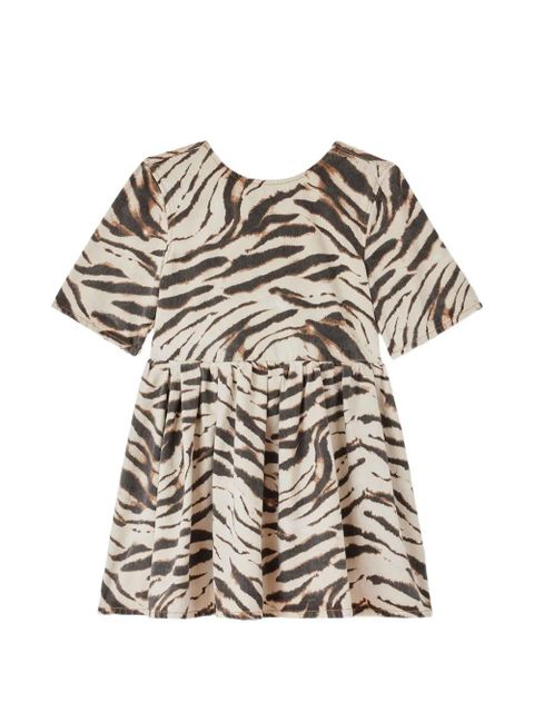 GANNI zebra-print denim dress - Neutrals - zdjęcie produktu nr 1