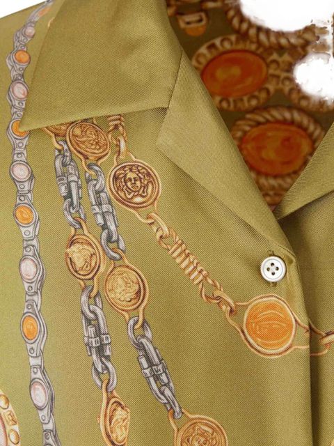 Versace printed cropped silk shirt - Green