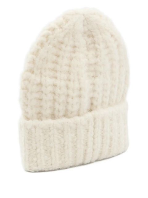 Moncler Grenoble knitted logo-patch beanie hat - Neutrals - zdjęcie produktu nr 2