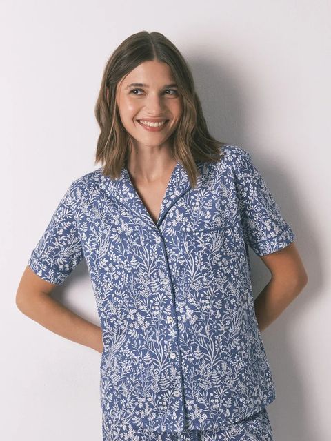 women'secret komplet piżamowy bawełniany damska kolor niebieski bawełniana 3592470