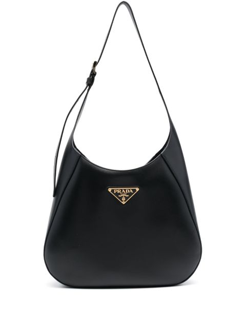 Prada triangle-logo leather shoulder bag - Black - zdjęcie produktu nr 1