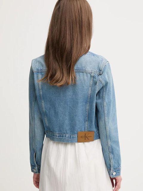 Calvin Klein Jeans kurtka jeansowa kolor niebieski przejściowa J20J225184