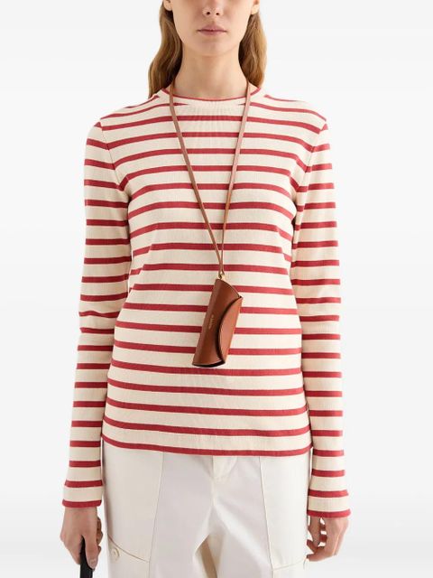 Jil Sander Cannolo logo-stamp leather keyring - Brown