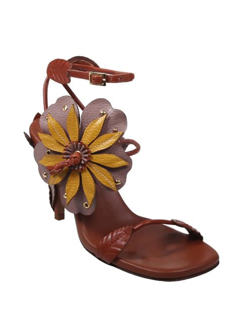 ZIMMERMANN Brightside floral-appliqué leather sandals - Brown - zdjęcie produktu nr 2