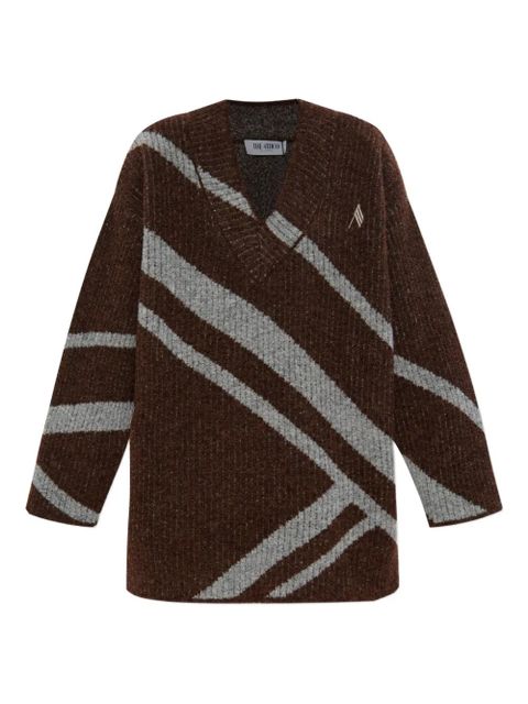 The Attico diagonal-stripe sweater - Brown - zdjęcie produktu nr 1