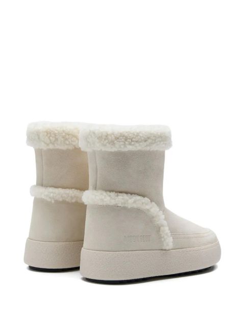 Moon Boot shearling-trimmed suede boots - White